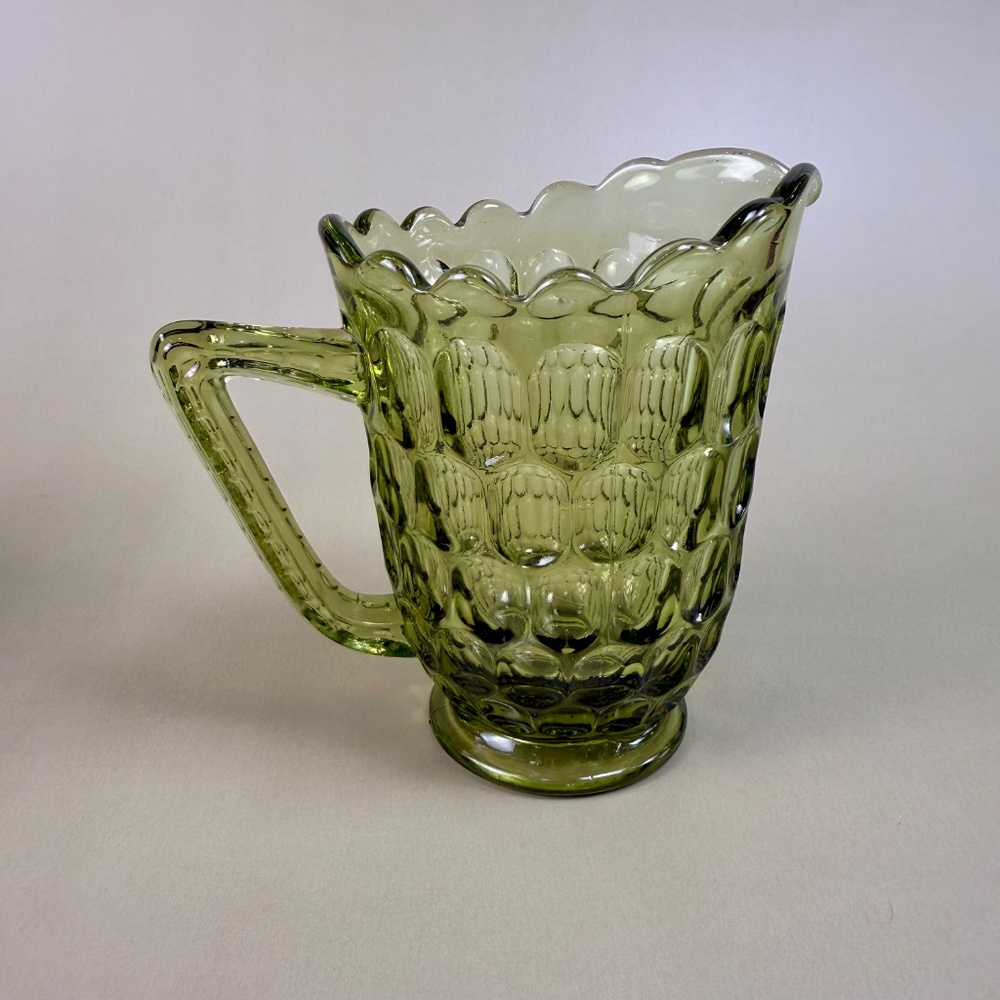 UV Reactive Fenton Green Thumbprint Glass Creamer & Sugar Bowl Set - Picture 12 of 16